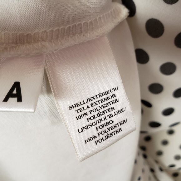 Ann Taylor MP PM Women's Black White Tan Striped Dotted Chiffon Top Blouse - Picture 5 of 5